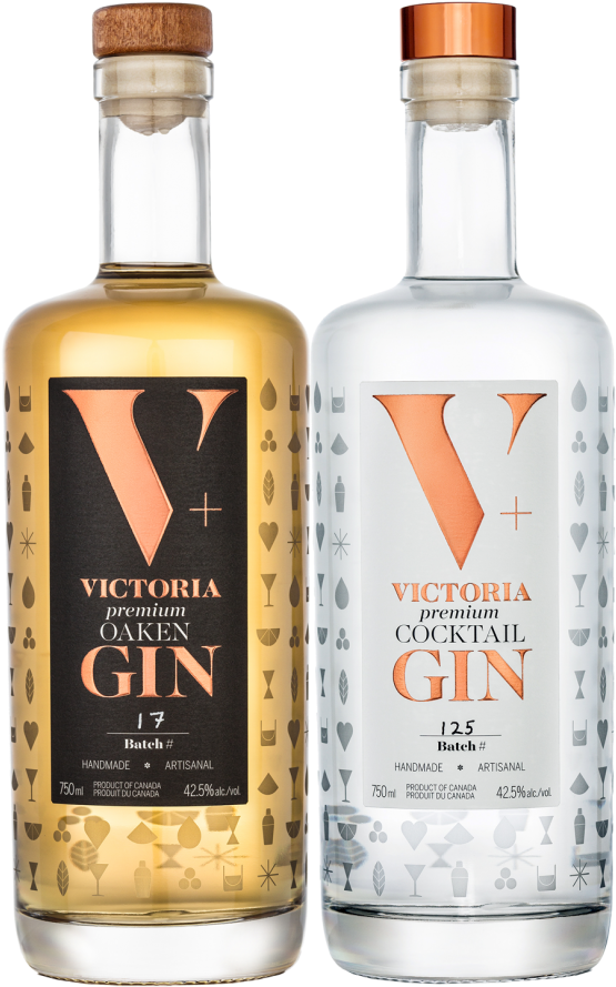 Victoria Gin Bottles Display PNG image
