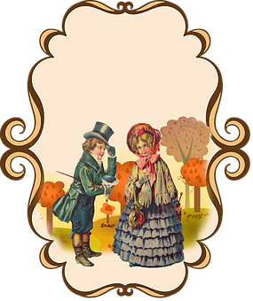 Victorian Children Autumn Frame PNG image