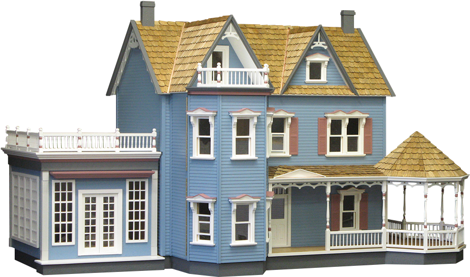 Victorian Dollhouse Blueand Yellow PNG image