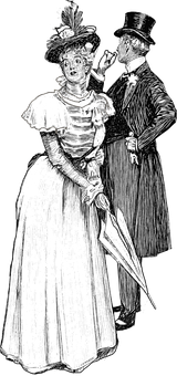 Victorian Era Couple Illustration PNG image