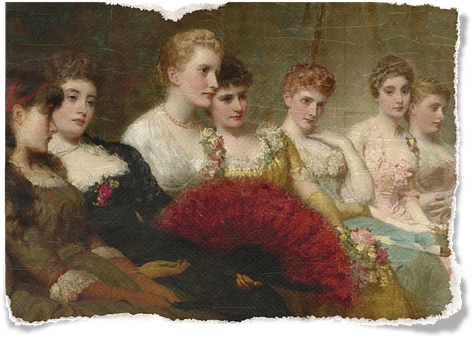 Victorian Ladies Elegant Gathering PNG image