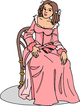 Victorian Lady Seated Illustration PNG image