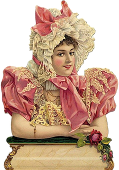 Victorian Ladywith Hatand Rose PNG image