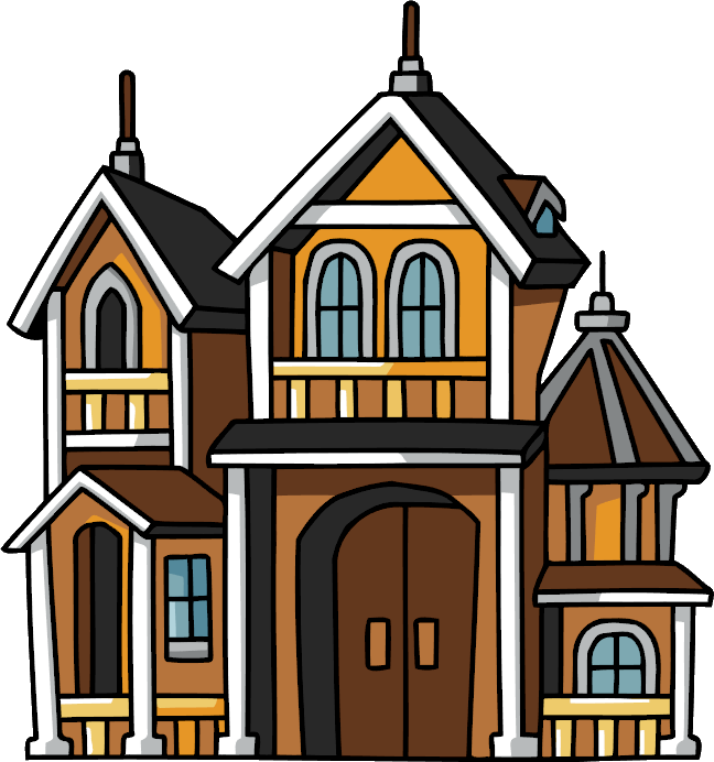 Victorian Style Cartoon Mansion PNG image
