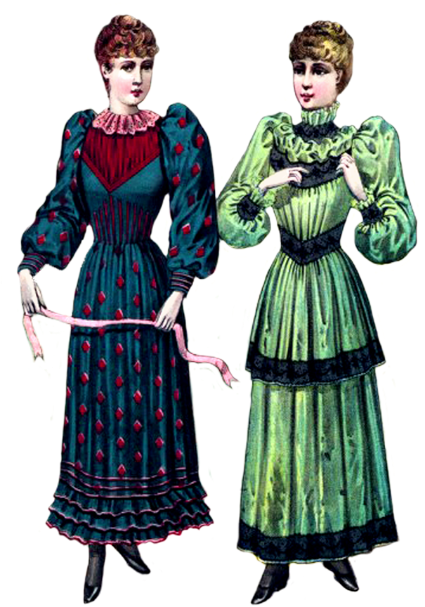 Victorian Women Fashion Illustration PNG image