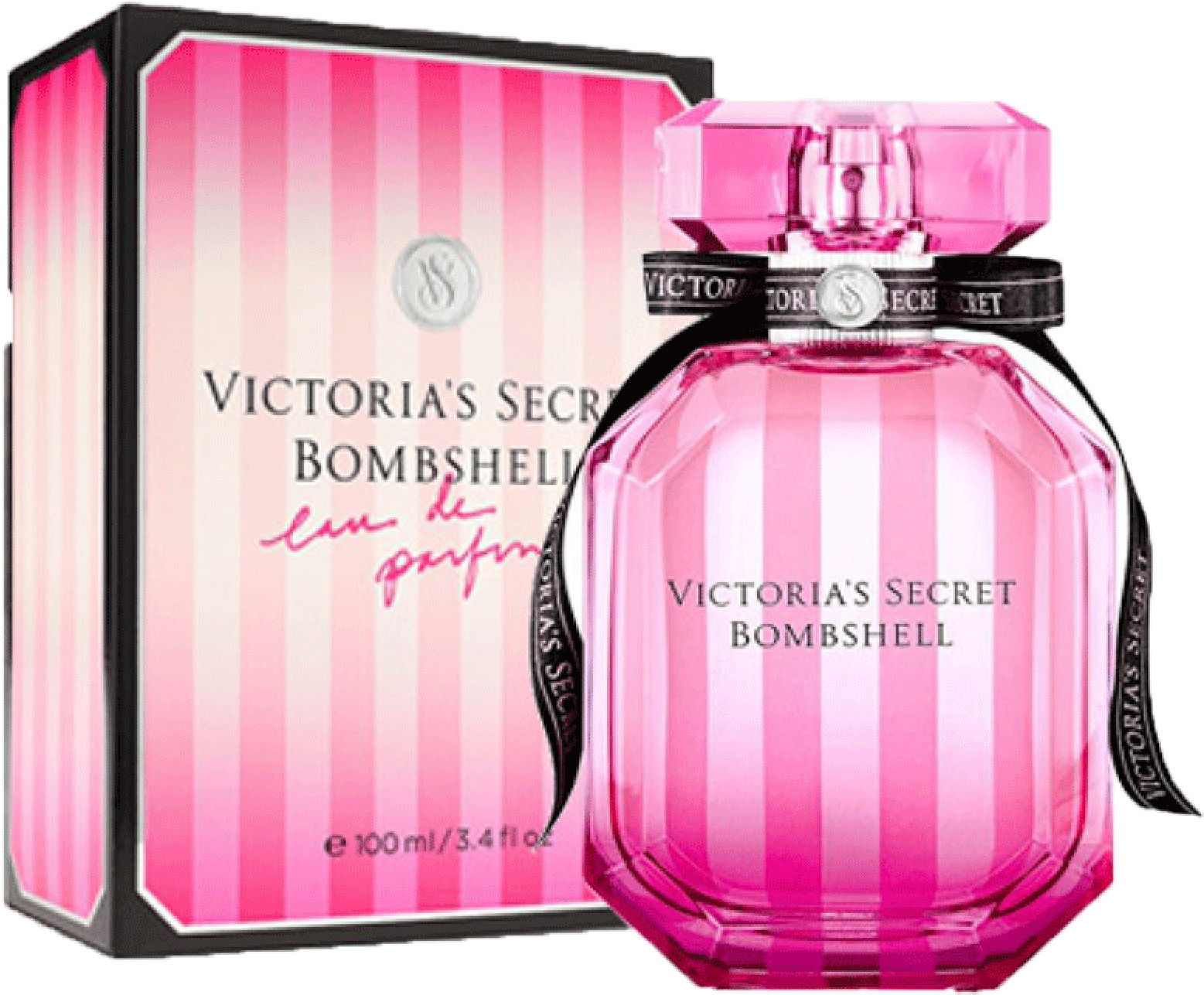 Victorias Secret Bombshell Perfumeand Packaging PNG image