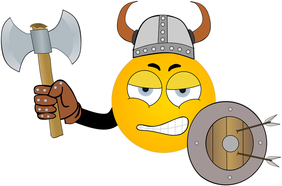 Viking Emojiwith Axeand Shield PNG image