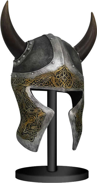 Viking Horned Helmet Display PNG image