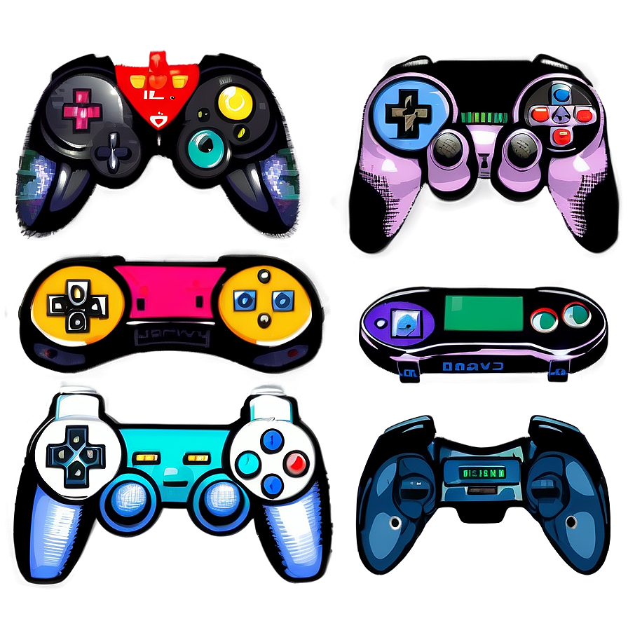 Vintage 16 Bit Game Controllers Png 2 PNG image