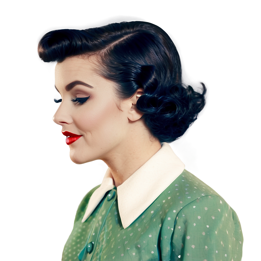 Vintage 1950s Hairstyles And Makeup Png Seg47 PNG image