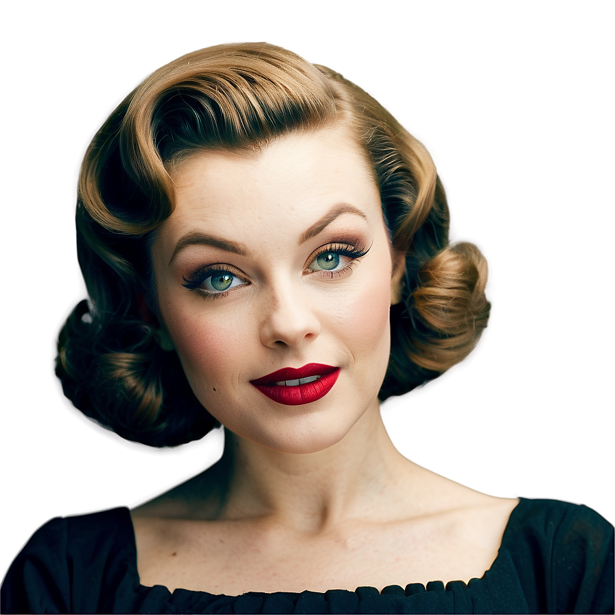 Vintage 1950s Hairstyles And Makeup Png Xgb PNG image