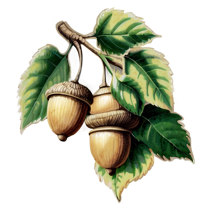 Vintage Acorn Drawing Png Txr PNG image