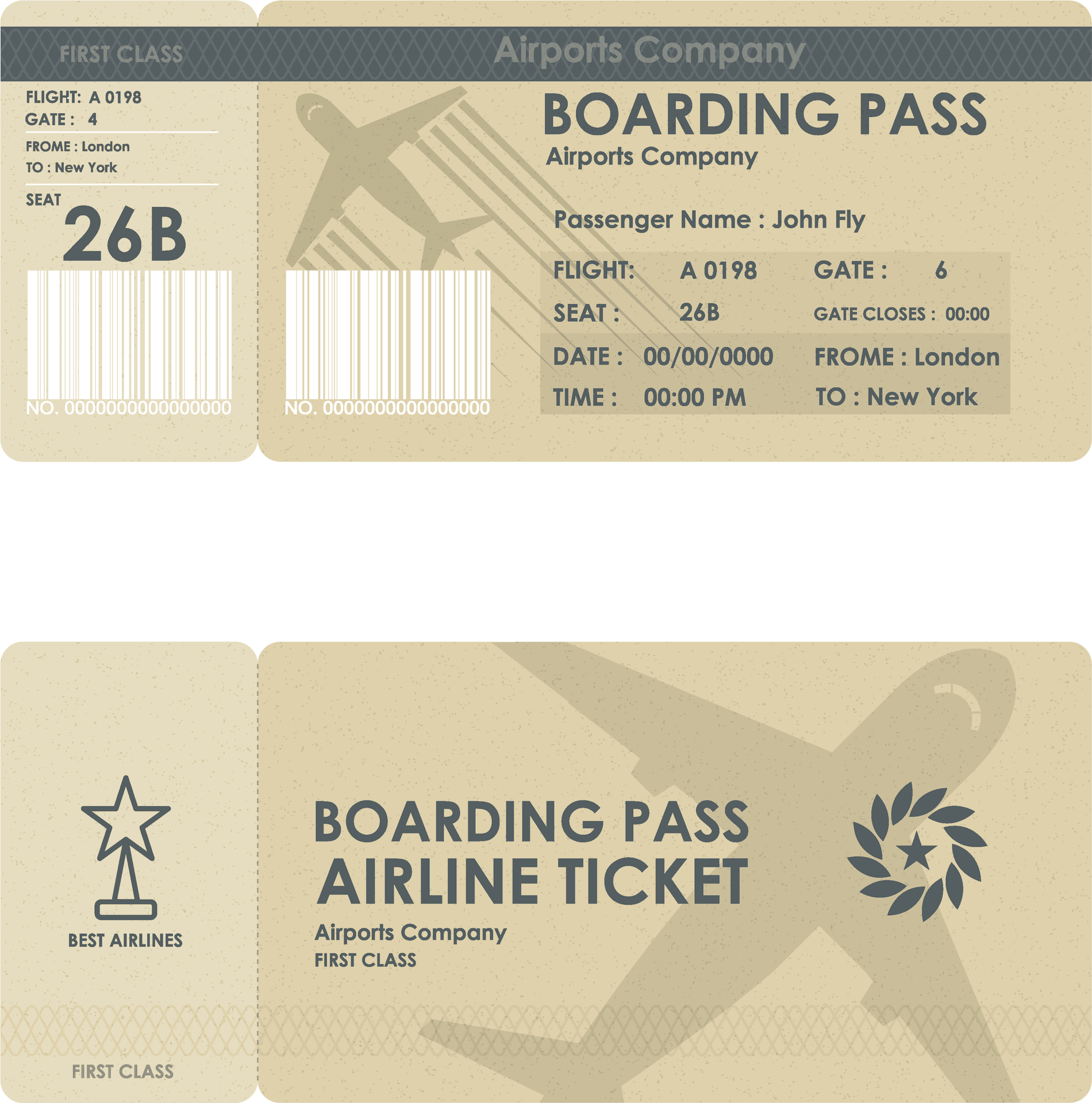 Vintage Airline Boarding Pass Design PNG image