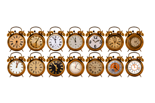 Vintage Alarm Clocks Collection PNG image