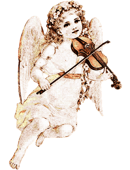 Vintage Angel Playing Violin PNG image