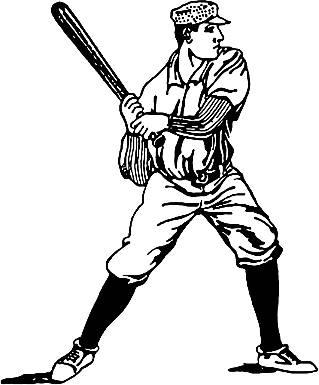 Vintage Baseball Batter Illustration PNG image
