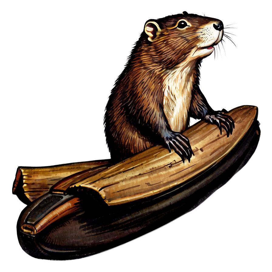 Vintage Beaver Drawing Png 05242024 PNG image