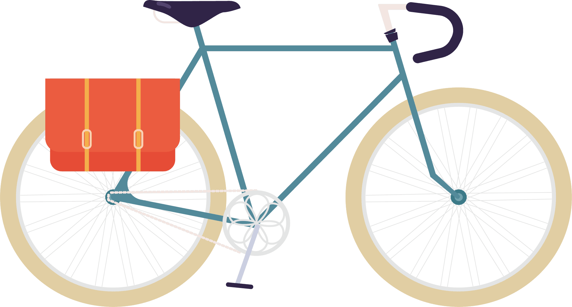 Vintage Bicycle With Red Pannier Bag PNG image