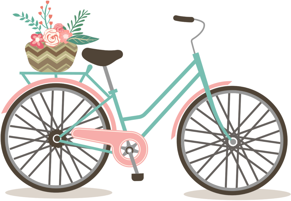 Vintage Bicyclewith Flower Basket PNG image