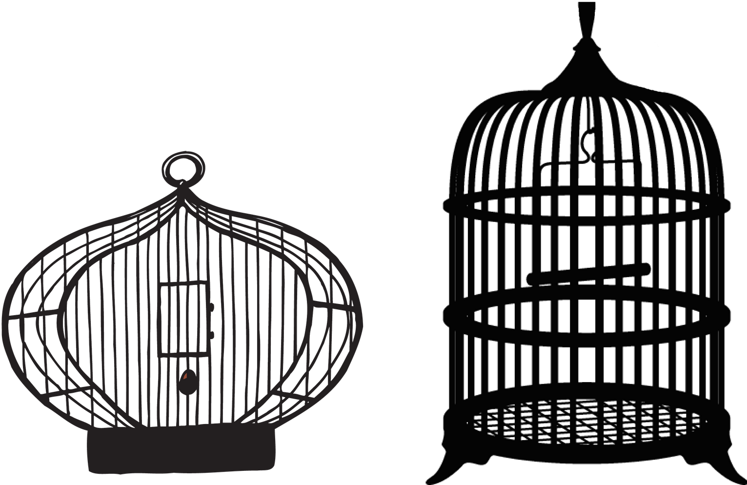 Vintage Bird Cages Illustration PNG image