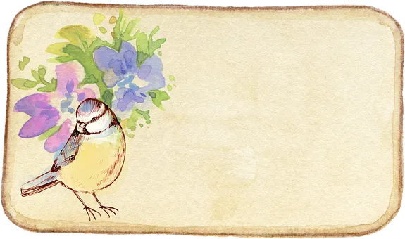 Vintage Birdand Floral Watercolor Card PNG image
