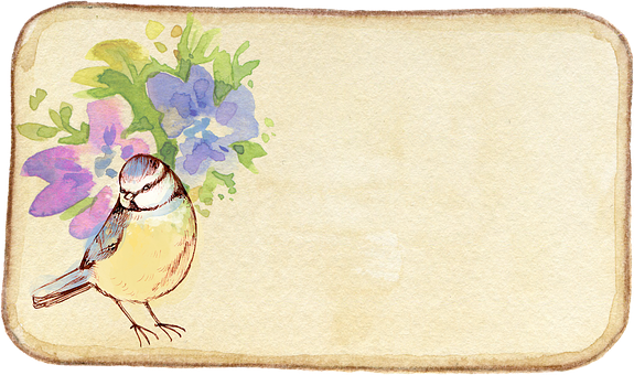 Vintage Birdand Floral Watercolor Frame PNG image