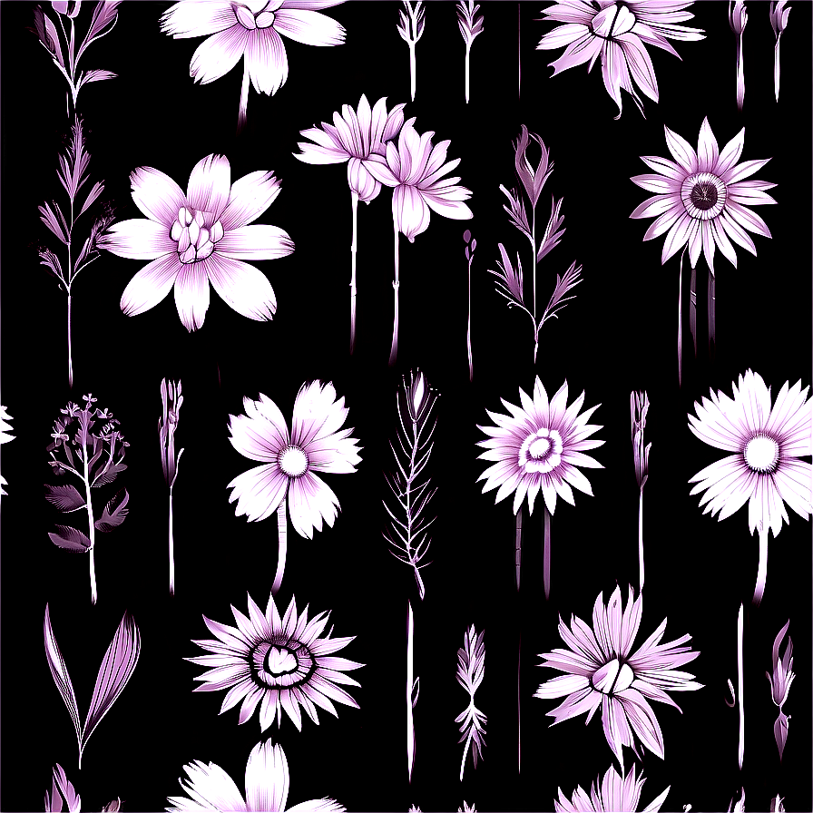 Vintage Black And White Flowers Png 06282024 PNG image