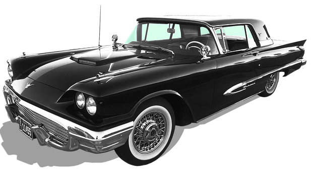 Vintage Black Cadillac Side View PNG image