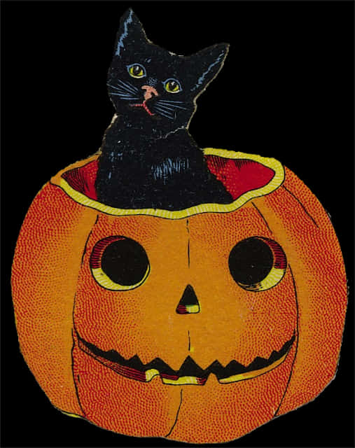Vintage Black Catin Jack O Lantern PNG image