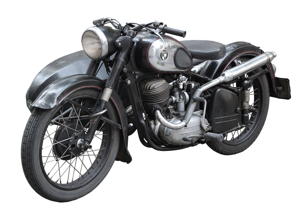 Vintage Black Motorcycle Isolated PNG image