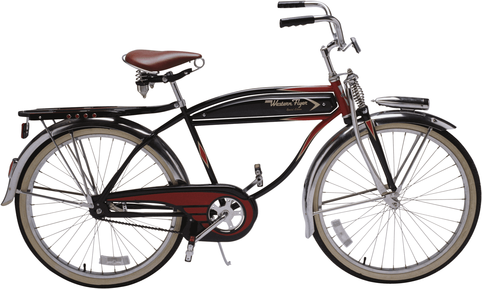 Vintage Black Red Cruiser Bicycle PNG image