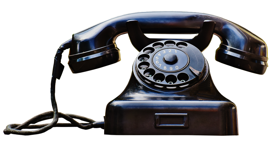 Vintage Black Rotary Phone PNG image