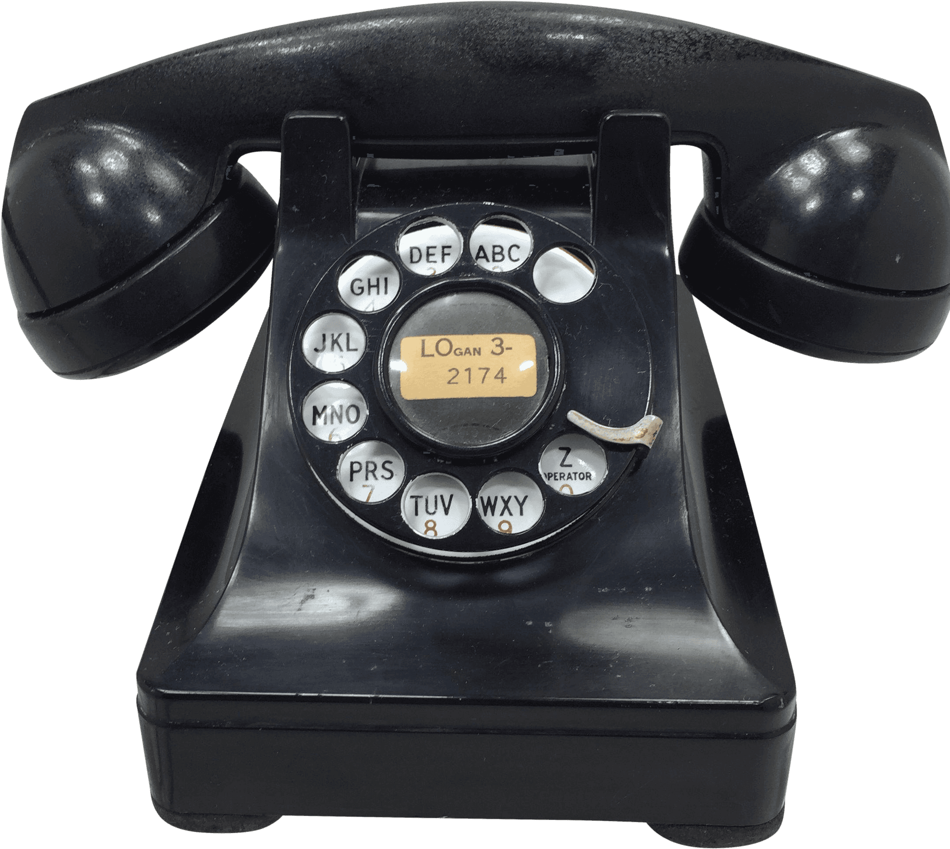 Vintage Black Rotary Telephone PNG image