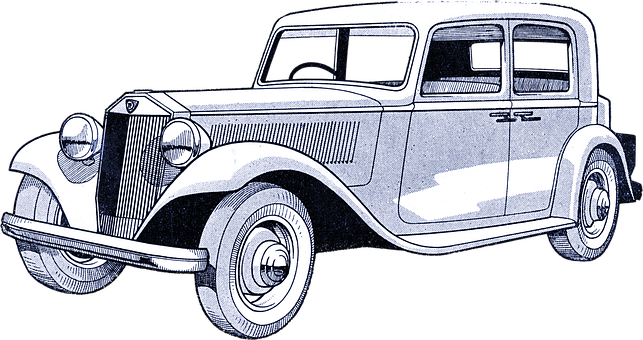 Vintage Blackand White Sedan Illustration PNG image