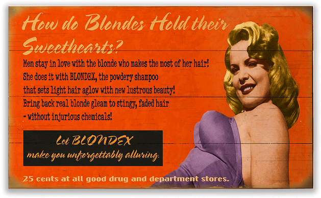 Vintage Blondex Hair Product Ad Pinup PNG image