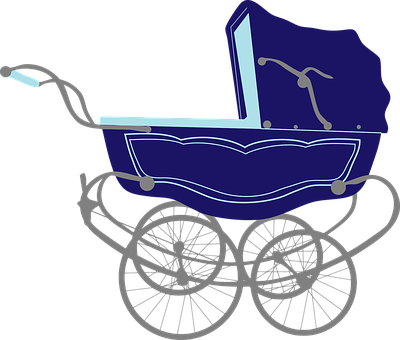 Vintage Blue Baby Carriage PNG image