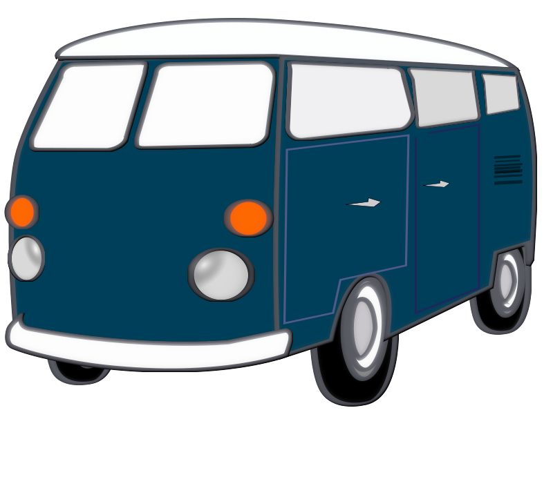 Vintage Blue Van Illustration PNG image