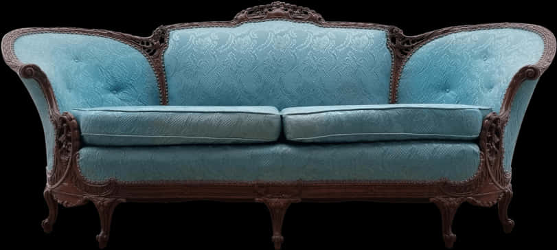 Vintage Blue Velvet Couch PNG image