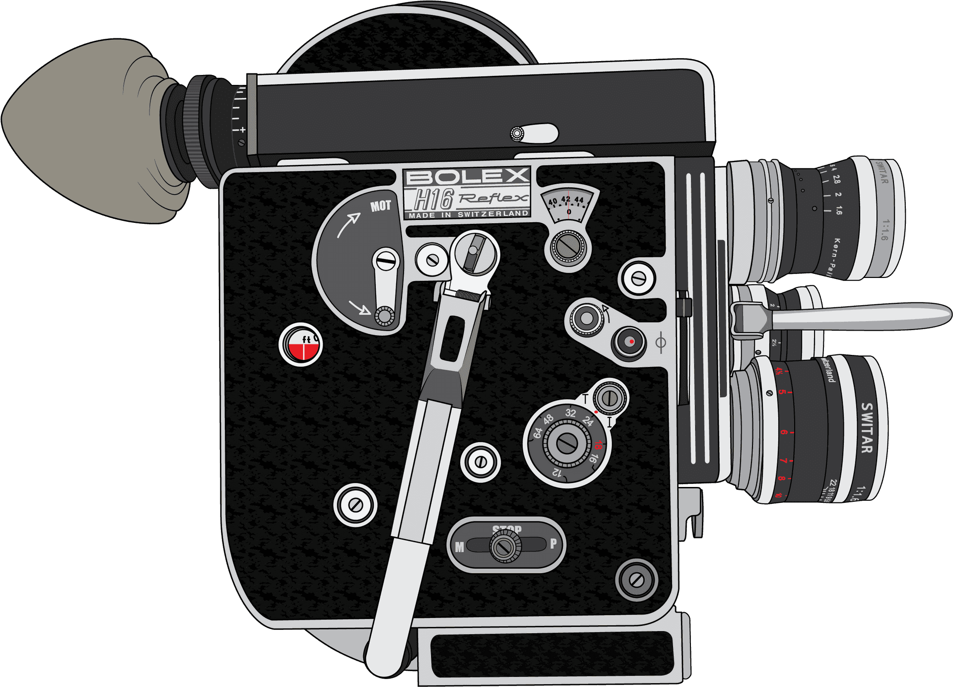 Vintage Bolex H16 Movie Camera PNG image