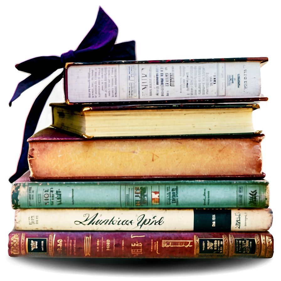 Vintage Books Stack Png 05252024 PNG image