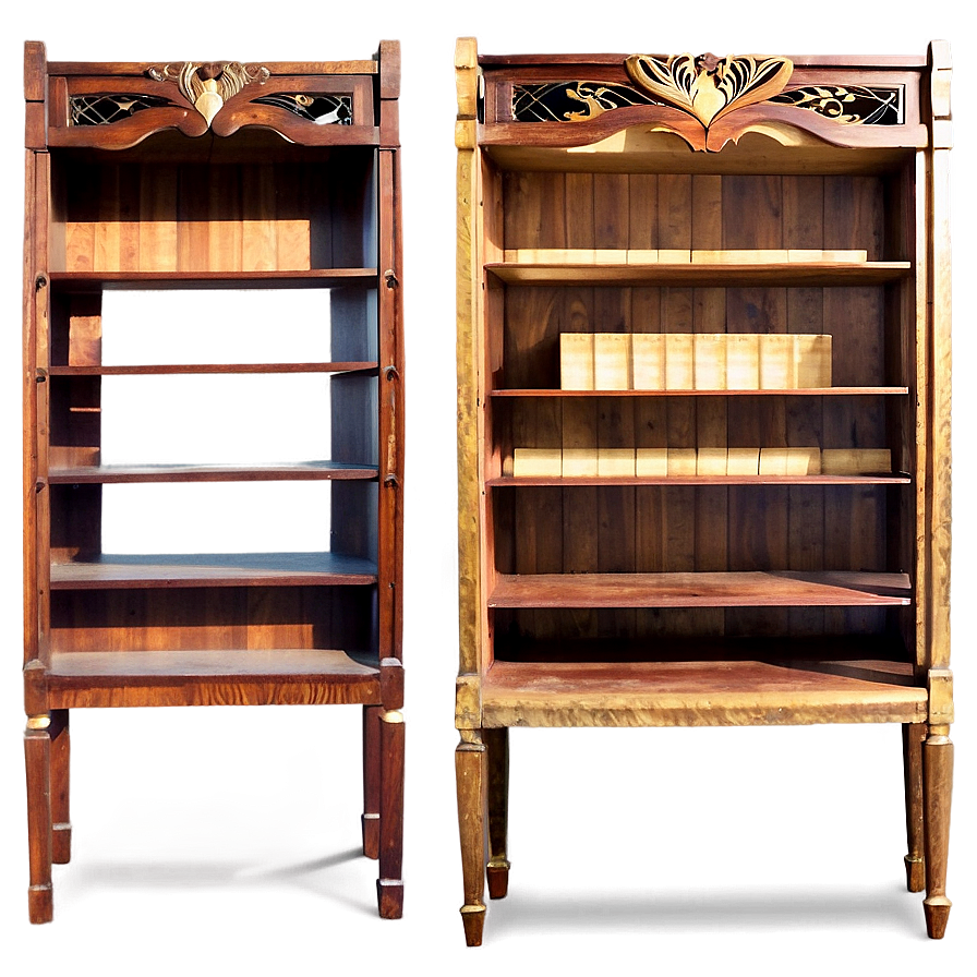 Vintage Bookshelf Png Gfo78 PNG image