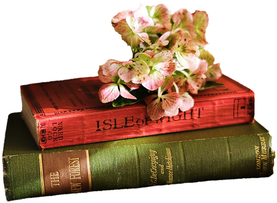 Vintage Bookswith Flowers PNG image