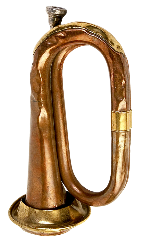 Vintage Brass Bugle Musical Instrument PNG image