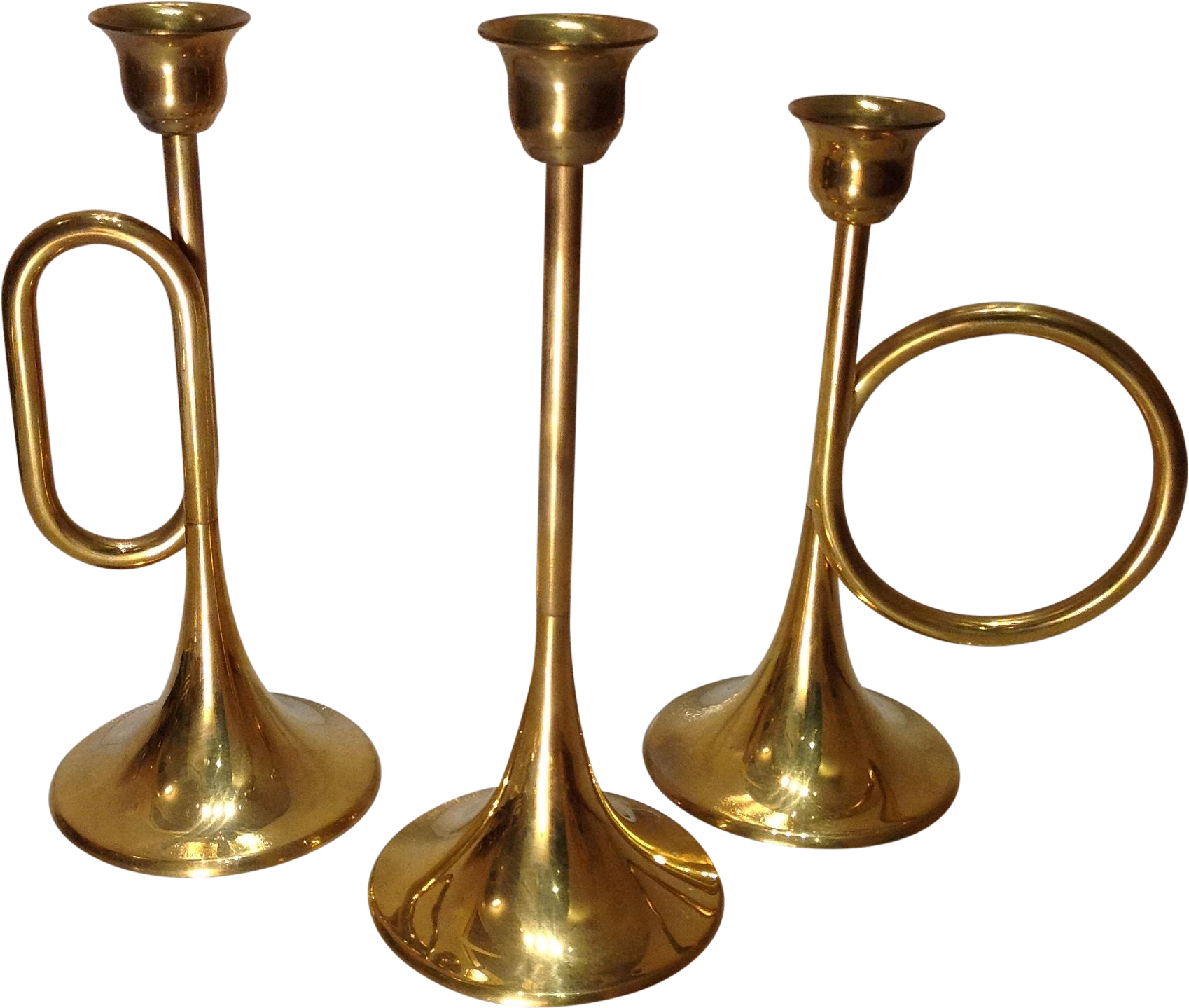 Vintage Brass Candlestick Holders PNG image