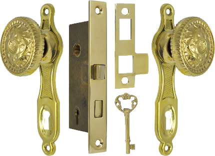 Vintage Brass Door Knob Set PNG image