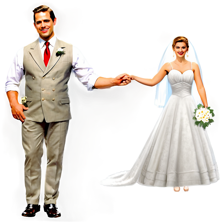 Vintage Bride And Groom Png 06262024 PNG image