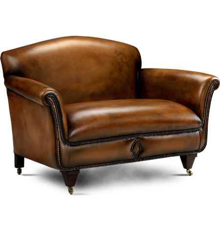 Vintage Brown Leather Armchair PNG image