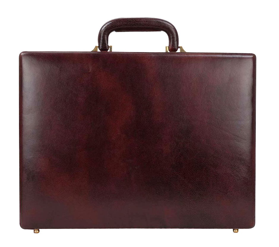Vintage Brown Leather Briefcase PNG image