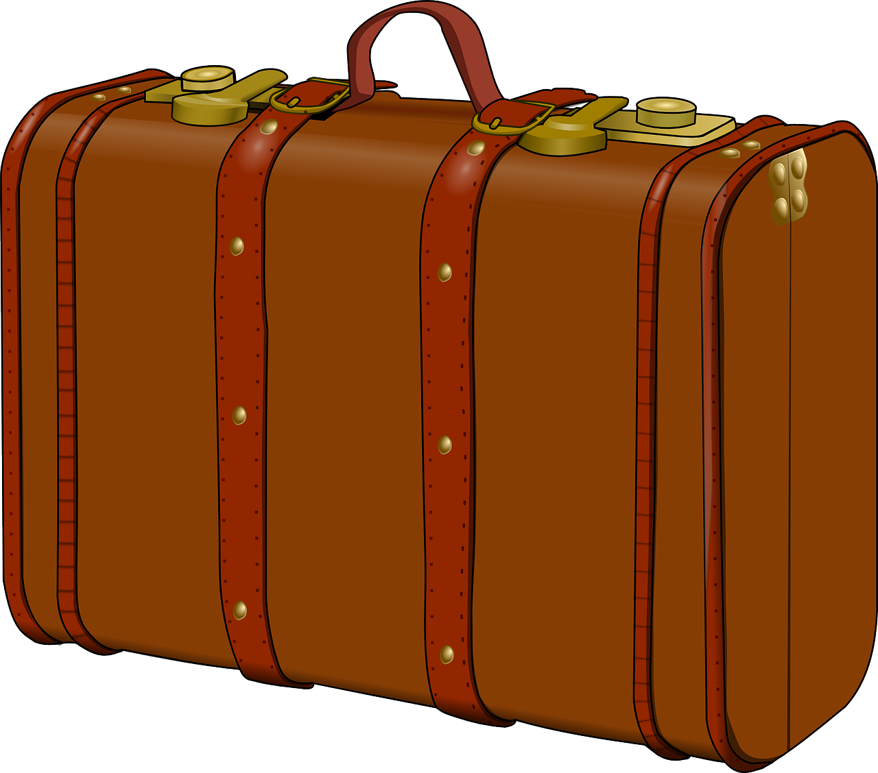 Vintage Brown Leather Suitcase PNG image