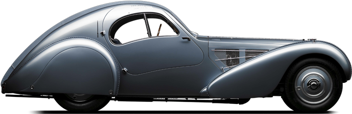 Vintage Bugatti Classic Car Profile PNG image